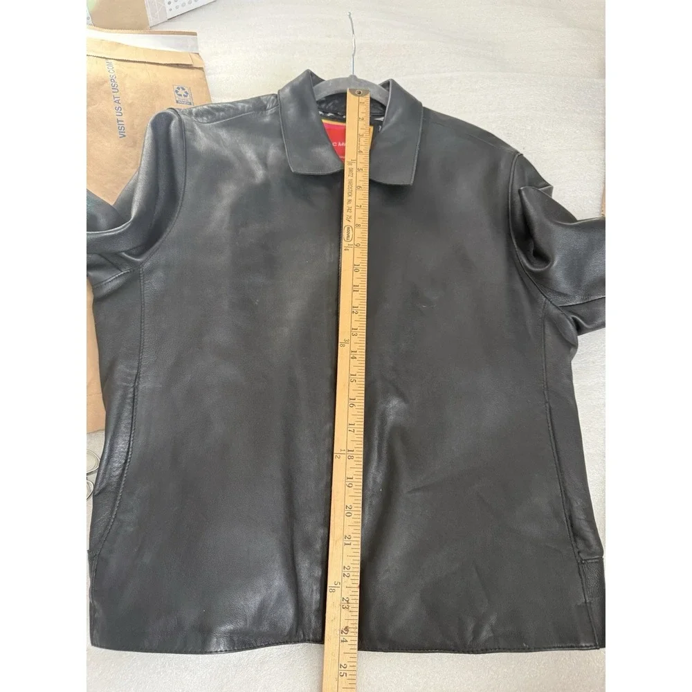 Vintage Isaac Mizrahi Black Leather Jacket Zebra Lining‎ Zip Moto Womens Sz XL